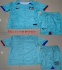 2023-2024 Barcelona club skyblue kid soccer jerseys away