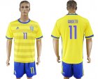 2017-2018 Sweden team CUIDETTI #11 yellow blue soccer jersey home