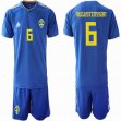 2018 World Cup Sweden #6 AUGUSTINSSON blue soccer jersey away