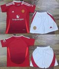 2024-2025 Manchester United club red white kid soccer jerseys home