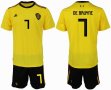 2018 World cup Belgium #7 DE BRUYNE yellow soccer jersey away