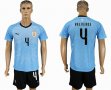 2018 World Cup Uruguay team #4 VALVERDE skyblue soccer jersey home