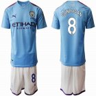 2019-2020 Manchester City club #8 GUNDOGAN skyblue white soccer jersey home