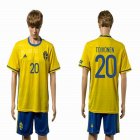 2016 Sweden team TOIVONEN #20 yellow skyblue soccer jersey home