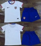 2024-2025 United States Team white blue kid soccer Jerseys home