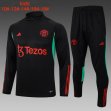 2023-2024 Manchester United club black kid soccer uniforms with long shorts E712#