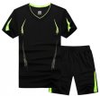 Sportswears Summer Sport Suits Men Hiking Running T-Shirts With Shorts-black