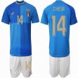 2022 World Cup Italy team #14 CHIESA blue soccer jersey home-HQ