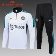 2023-2024 Manchester United club white black kid soccer uniforms with long shorts E714#