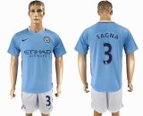 2017-2018 Manchester City #3 SAGNA skyblue soccer jersey home