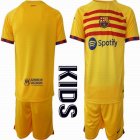 2023 Barcelona club yellow kid soccer jerseys away-HQ