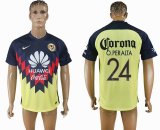 2017-2018 America club #24 O.PERALTA thailand version blue yellow soccer jersey home