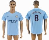 2017-2018 Manchester City #8 GUNDOGAN thailand version skyblue soccer jersey home