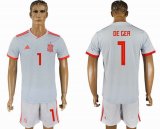 2018 World cup Spain team #1 DE GEA white soccer jersey away