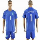 2016-2017 Greece team KARNEZIS #1 blue soccer jersey away