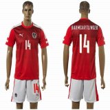 2016 Austria European Cup BAUMGARTLINGER #14 red white soccer jersey home