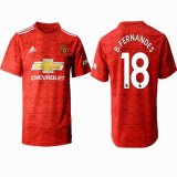 2020-2021 Manchester United club Thailand version #18 B.FERNANDES red white soccer jersey home