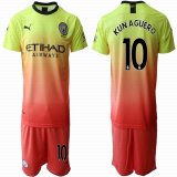 2019-2020 Manchester City club #10 KUN AGUERO orange yellow soccer jersey away