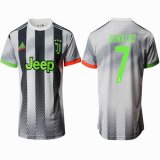 2019-2020 Juventus FC thailand version #7 RONALDO white black soccer uniforms away-HQ