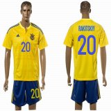 2016 Ukraine national team RAKITSKIY #20 yellow soccer jersey home