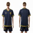 2015-2016 Sweden dark blue soccer jersey away