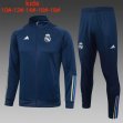 2023-2024 Real Madrid club blue kid soccer jacket with long shorts E726#