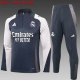 2024-2025 Real Madrid club gray white soccer uniforms with Long Trousers B936