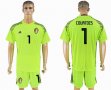 2018 World cup Belgium #1 COURTOIS fluorescent green goalkeeper soccer jersey