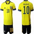 2020-2021 Sweden team #10 IBRAHIMOVIC yellow soccer jerseys home