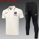 2023-2024 Paris Saint-Germain club beige black Polo Soccer uniforms with Long Trousers -C1013