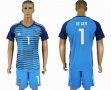 2018 World cup Spain #1 DE GEA Lake blue goalkeeper soccer jersey