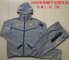 2024-2025 France team Hemp grey sports Hooded Sweatshirt with Long Trousers F574