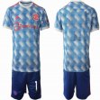 2021-2022 Manchester United club blue white soccer jersey Away