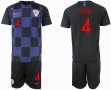 2018 World Cup Croatia team #4 PERISIC black blue soccer jerseys away