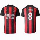 2020-2021 AC Milan club thailand version #8 TONALI red black soccer jersey home