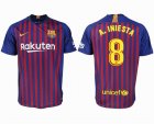 2018-2019 Barcelona thailand version #8 A.INIESTA red blue soccer jersey home