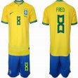 2022 World Cup Brazil team #8 FRED yellow blue soccer jersey home-HQ