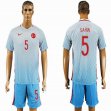 2016 Turkey team SAHIN #5 skyblue soccer jersey away