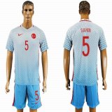 2016 Turkey team SAHIN #5 skyblue soccer jersey away