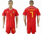 2018 World cup Belgium #7 DE BRUYNE red soccer jersey home