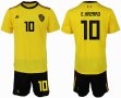 2018 World cup Belgium #10 E.HAZARD yellow soccer jersey away