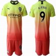 2019-2020 Manchester City club #9 G.JESUS orange yellow soccer jersey away