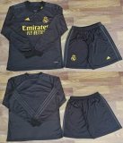 2023-2024 Real Madrid club gray black long sleeves soccer jersey