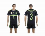 2014 Spain world cup PIQUE 3 black soccer uniforms away