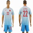 2016 Turkey team OZTEKIN #22 skyblue soccer jersey away