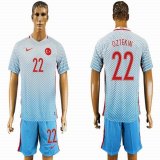 2016 Turkey team OZTEKIN #22 skyblue soccer jersey away