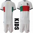 2022 World cup Portugal team white kid soccer jerseys away