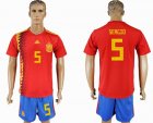 2018 World Cup Spain #5 SERGIO red soccer jersey home