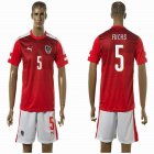 2016 Austria European Cup FUCHS #5 red white soccer jersey home