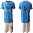 2020-2021 Manchester City club #9 G.JESUS skyblue white soccer jersey home